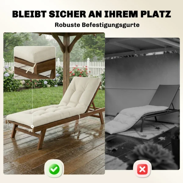 Palletkussen Afneembaar Zitkussen Met Bevestigingsbanden Palletkussen Voor De Meeste Ligstoelen 198x65x13cm Beige