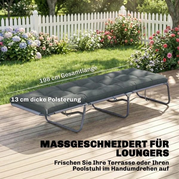 Palletkussen Afneembaar Zitkussen Met Bevestigingsbanden Palletkussen Voor De Meeste Ligstoelen 198x65x13cm Donkergrijs