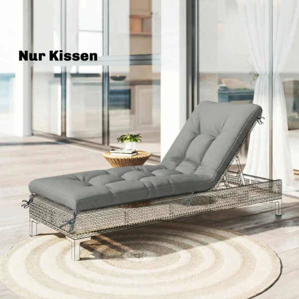 Palletkussen Afneembaar Zitkussen Met Bevestigingsbanden Palletkussen Voor De Meeste Ligstoelen 198x65x13cm Lichtgrijs