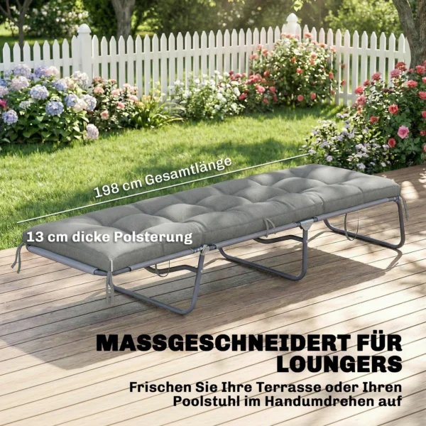 Palletkussen Afneembaar Zitkussen Met Bevestigingsbanden Palletkussen Voor De Meeste Ligstoelen 198x65x13cm Lichtgrijs