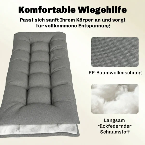 Palletkussen Afneembaar Zitkussen Met Bevestigingsbanden Palletkussen Voor De Meeste Ligstoelen 198x65x13cm Lichtgrijs