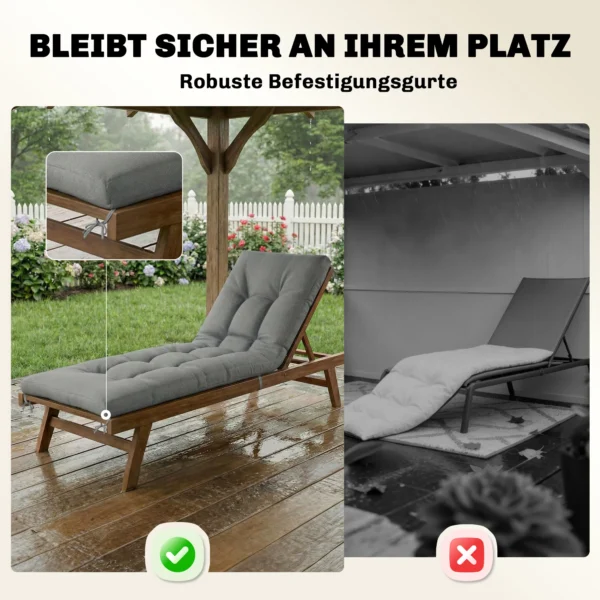 Palletkussen Afneembaar Zitkussen Met Bevestigingsbanden Palletkussen Voor De Meeste Ligstoelen 198x65x13cm Lichtgrijs