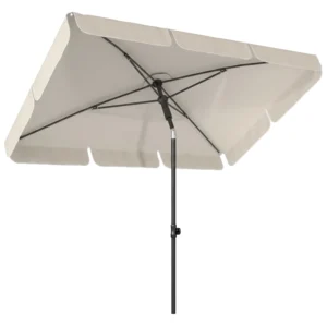 Parasol 183 X 122 Cm, Waterafstotende Balkonparasol Met 3 voudige Neiging En 8 Spaken Beige