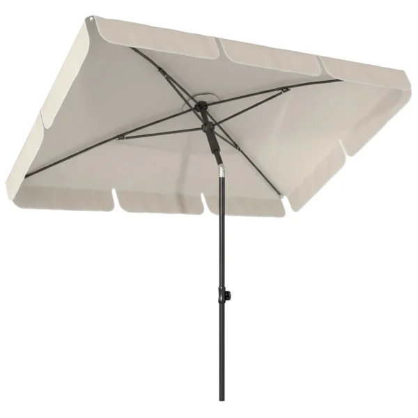 Parasol 183 X 122 Cm, Waterafstotende Balkonparasol Met 3 voudige Neiging En 8 Spaken Beige