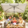 Parasol 183 X 122 Cm, Waterafstotende Balkonparasol Met 3 voudige Neiging En 8 Spaken Beige