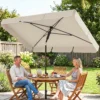 Parasol 183 X 122 Cm, Waterafstotende Balkonparasol Met 3 voudige Neiging En 8 Spaken Beige