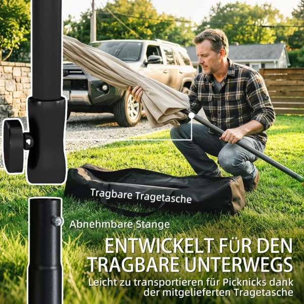 Parasol 183 X 122 Cm, Waterafstotende Balkonparasol Met 3 voudige Neiging En 8 Spaken Beige