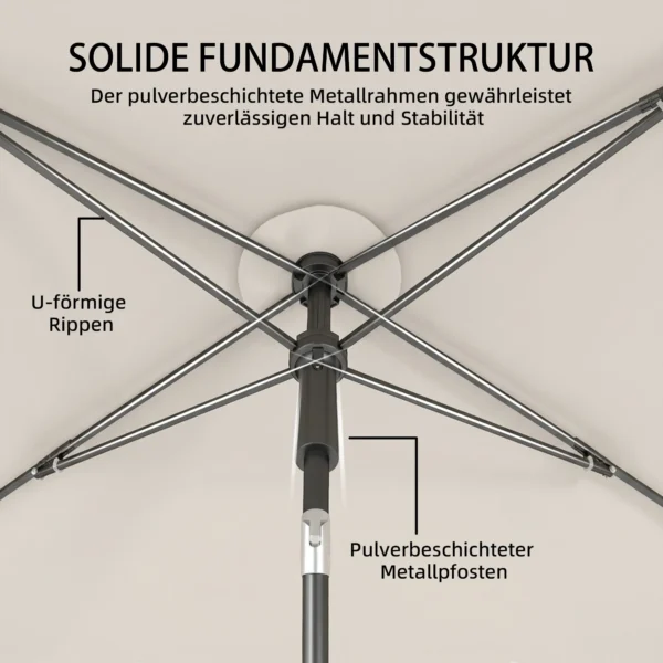 Parasol 183 X 122 Cm, Waterafstotende Balkonparasol Met 3 voudige Neiging En 8 Spaken Beige