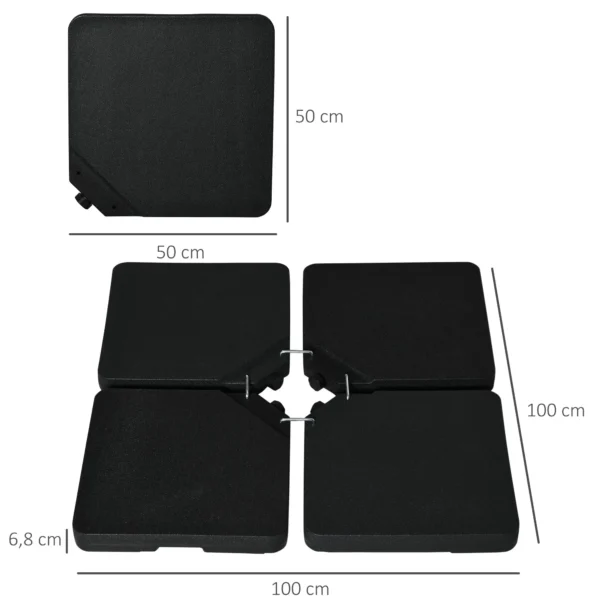 Parasolvoet 4 delig, Parasolgewicht, Parasolstandaard Voor Zweefparasol Zand/water Tot 60/70 Kg