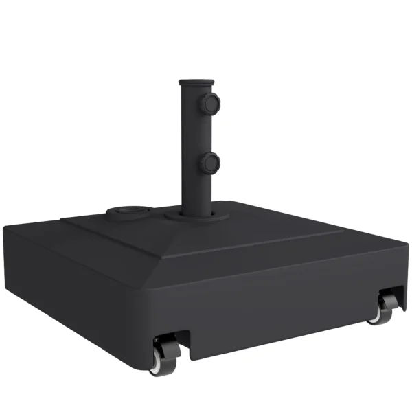 Parasolvoet Met Wielen, Te Vullen Met 61 Kg Zand/40 Kg Water, Voor Parasolstangen Met Ø35, 38, 48 Mm, Zwart