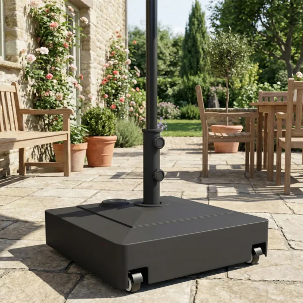 Parasolvoet Met Wielen, Te Vullen Met 61 Kg Zand/40 Kg Water, Voor Parasolstangen Met Ø35, 38, 48 Mm, Zwart