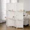 Paravent 4 delig 181 X 180 Cm Opvouwbare Kamerverdeler Met 2 Planken Van Dennenhout, Bamboe Voor Slaapkamer, Wit