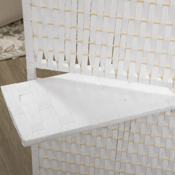 Paravent 4 delig 181 X 180 Cm Opvouwbare Kamerverdeler Met 2 Planken Van Dennenhout, Bamboe Voor Slaapkamer, Wit