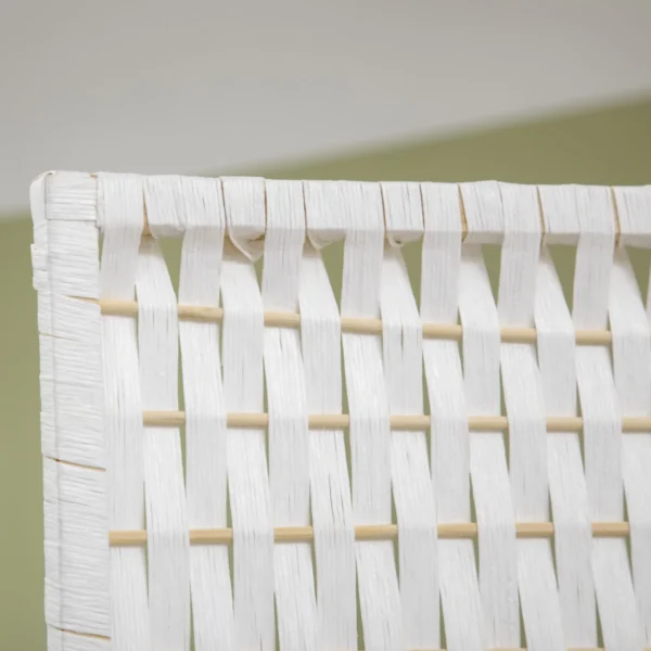 Paravent 4 delig 181 X 180 Cm Opvouwbare Kamerverdeler Met 2 Planken Van Dennenhout, Bamboe Voor Slaapkamer, Wit