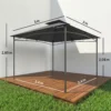 Paviljoen 3x3m Waterafstotend Stabiel Winterbestendig Tuinpaviljoen Met Intrekbare Bovenframe Dubbeldak Donkergrijs