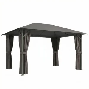 Paviljoen Ca. 4x3m Waterafstotend Stabiel Winterbestendig Tuinpaviljoen Met Muggennet 4 Zijpanelen Ventilatie Afvoergaten