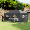 Paviljoen Ca. 6x3m Stabiel Winterbestendig Pop up Vouwpaviljoen Met Vensters, Ritssluiting Deur, Zijpanelen, UV Bescherming