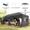 Paviljoen Ca. 6x3m Stabiel Winterbestendig Pop up Vouwpaviljoen Met Vensters, Ritssluiting Deur, Zijpanelen, UV Bescherming