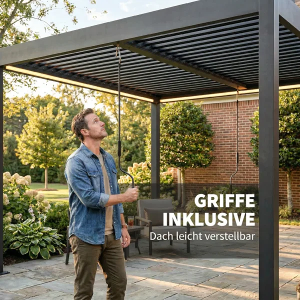 Pergola 3x3 M Aluminium Terrasoverkapping Met LED verlichting Afstandsbediening Verstelbaar Lamellendak