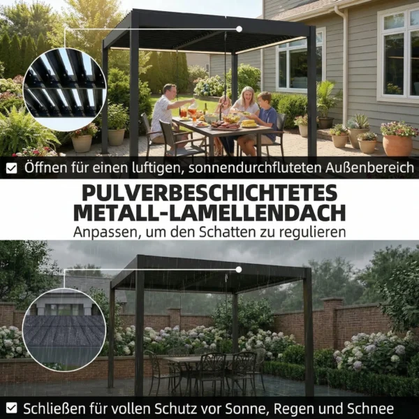 Pergola 3x3 M Aluminium Terrasoverkapping Met LED verlichting Afstandsbediening Verstelbaar Lamellendak