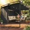 Pergola Paviljoen 3x3m Waterafstotend Zonnescherm Met Verstelbaar Schuifdak Gordijnen, Vrijstaand