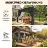 Pergola Paviljoen 3x3m Waterafstotend Zonnescherm Met Verstelbaar Schuifdak Gordijnen, Vrijstaand