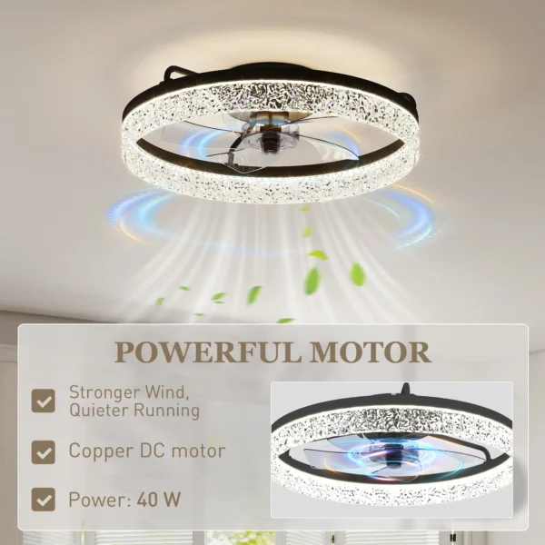 Plafondventilator Met Licht, Dimbare LED plafondventilator Met Afstandsbediening Voor Slaapkamer En Woonkamer, Zwart