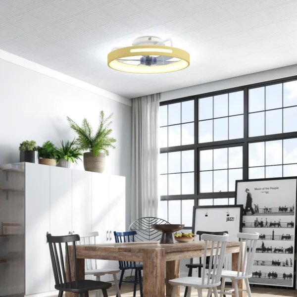 Plafondventilator Met Licht En Afstandsbediening, 49 Cm LED plafondventilator Met 3 Kleurtemperaturen, Natuurlijke Houtafwerking