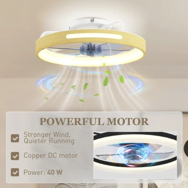 Plafondventilator Met Licht En Afstandsbediening, 49 Cm LED plafondventilator Met 3 Kleurtemperaturen, Natuurlijke Houtafwerking