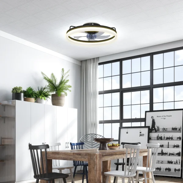 Plafondventilator Met Licht En Afstandsbediening, 50 Cm LED plafondventilator Met 3 Kleuren, 6 Snelheden, Timer, Dimbaar