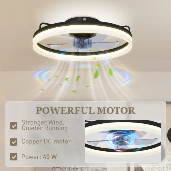 Plafondventilator Met Licht En Afstandsbediening, 50 Cm LED plafondventilator Met 3 Kleuren, 6 Snelheden, Timer, Dimbaar