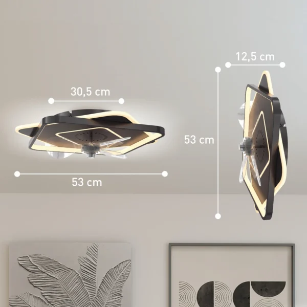 Plafondventilator Met Licht En Afstandsbediening, LED plafondventilator Met 6 Snelheden, 3 Kleurtemperaturen