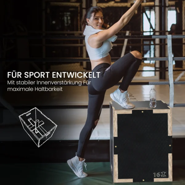 Plyo Box/Springdoos, Robuust, 40,5 X 35,5 X 30,5 Cm, Zwart, Handvat 10x3,5 Cm, Tot 120 Kg