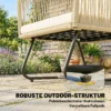 Rattan Bistroset 3 delige FSC Tuinmeubelset Met 2 Stoelen, Lamellen Houten Tafel, Dikke Wasbare Kussens Stalen Frame