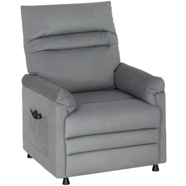 Relaxfauteuil, TV fauteuil Met Ligfunctie, Lendenverwarming, 2 Afstandsbedieningen, USB aansluiting, Stille Motor, Grijs
