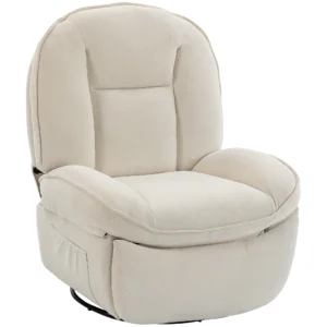 Relaxstoel, Draaibare Schommel En Ligstoel Met Diepe Zitting, Dik Rugkussen, Eenvoudige Montage, Crème