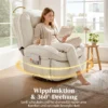 Relaxstoel, Draaibare Schommel En Ligstoel Met Diepe Zitting, Dik Rugkussen, Eenvoudige Montage, Crème