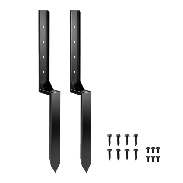 Reparatieset Voor Hekpalen 2 delig, Steunpalen Voor Hekpalen Met Spijkers, Boor 81 X 5,5 X 12 Cm Zwart