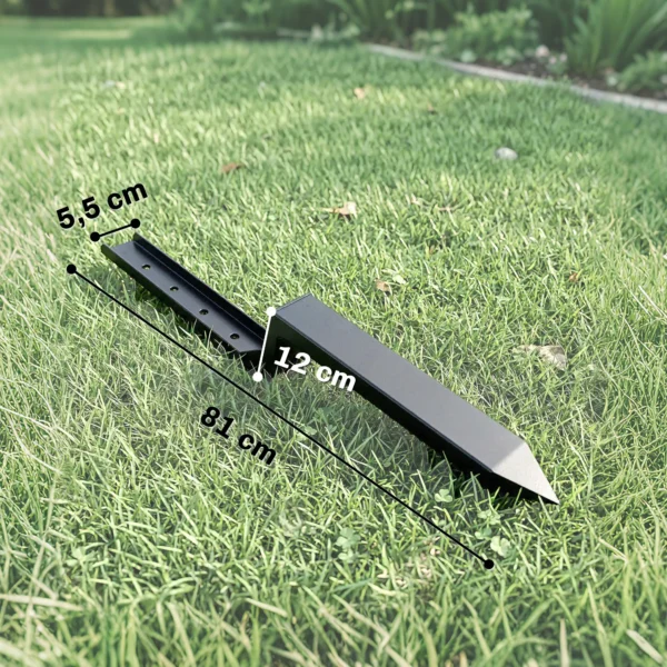 Reparatieset Voor Hekpalen 2 delig, Steunpalen Voor Hekpalen Met Spijkers, Boor 81 X 5,5 X 12 Cm Zwart