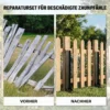 Reparatieset Voor Hekpalen 2 delig, Steunpalen Voor Hekpalen Met Spijkers, Boor 81 X 5,5 X 12 Cm Zwart