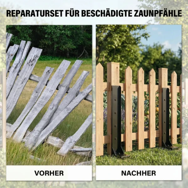 Reparatieset Voor Hekpalen 2 delig, Steunpalen Voor Hekpalen Met Spijkers, Boor 81 X 5,5 X 12 Cm Zwart
