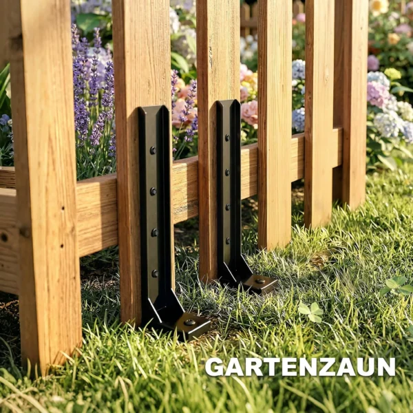 Reparatieset Voor Hekpalen 2 delig, Steunpalen Voor Hekpalen Met Spijkers, Boor 81 X 5,5 X 12 Cm Zwart