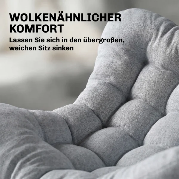 Rieten Schommelstoel Tuinligstoel Met Dikke Kussens, Tuinschommel Tot 120 Kg Binnen Buiten 87 X 110 X 70 Cm Grijs