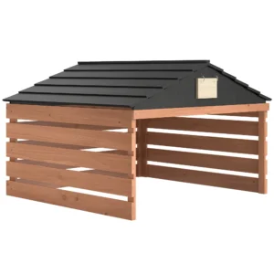 Robotmaaier Garage Houten Overkapping Met Zadeldak Weerbestendige Garage Voor Grasmaaier Onderstand 79 X 74 X 54 Cm Roodbruin