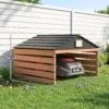 Robotmaaier Garage Houten Overkapping Met Zadeldak Weerbestendige Garage Voor Grasmaaier Onderstand 79 X 74 X 54 Cm Roodbruin