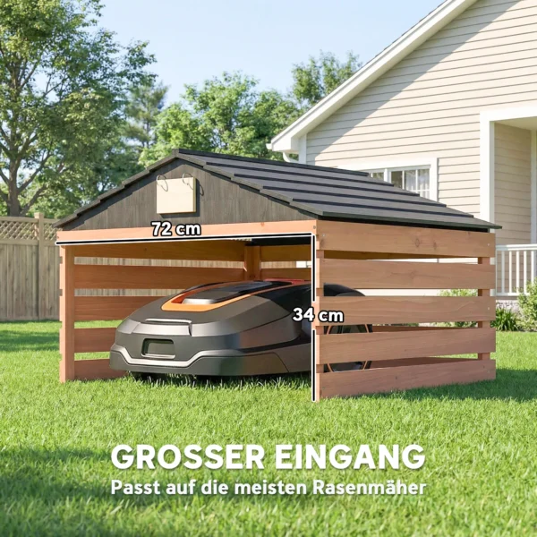 Robotmaaier Garage Houten Overkapping Met Zadeldak Weerbestendige Garage Voor Grasmaaier Onderstand 79 X 74 X 54 Cm Roodbruin
