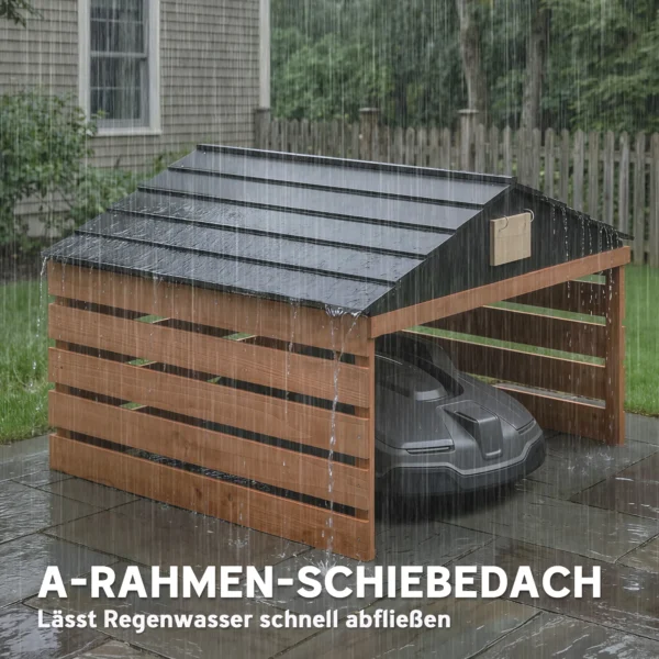 Robotmaaier Garage Houten Overkapping Met Zadeldak Weerbestendige Garage Voor Grasmaaier Onderstand 79 X 74 X 54 Cm Roodbruin