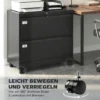 Rolcontainer Met 2 Afsluitbare Laden, Archiefkast Met Verstelbare Hangmappen 90 X 40 X 77,4 Cm Zwart