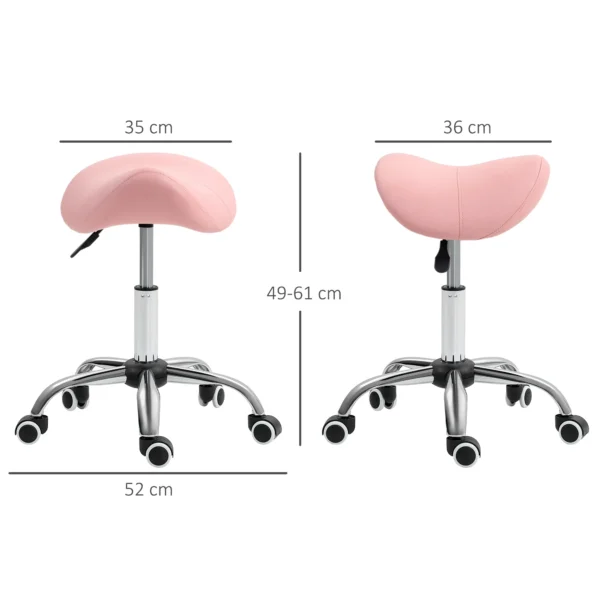 Rolkruk In Hoogte Verstelbaar 49 61 Cm Werkkruk 360° Draaibaar Kruk Bureaustoel Voor Kantoor Salon Massage Spa Roze