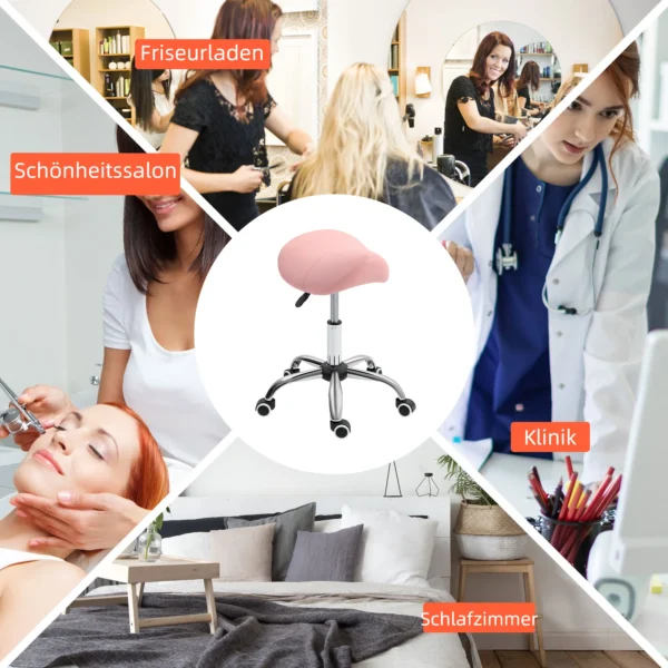 Rolkruk In Hoogte Verstelbaar 49 61 Cm Werkkruk 360° Draaibaar Kruk Bureaustoel Voor Kantoor Salon Massage Spa Roze